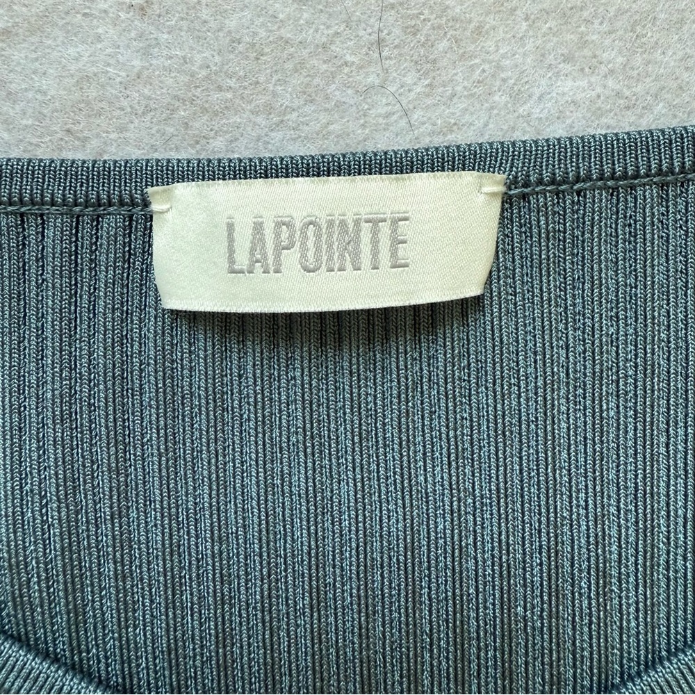 LAPOINTE Ribbed Knit Surplice Crop Top M - Picture 3 of 10
